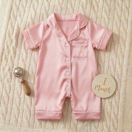Silk & Sprout Satin Baby Pajama Romper