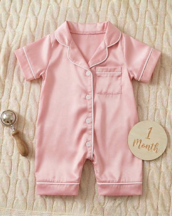 Silk & Sprout Satin Baby Pajama Romper